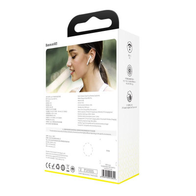 Навушники TWS (`повністю бездротові`) Baseus W04 White (NGW04-02)