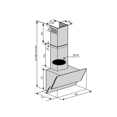 Вытяжка наклонная Ventolux ANCONA 60 BK (1000) TRC SD
