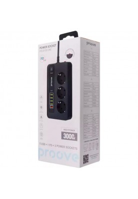 Мережевий фільтр Proove Power Socket PD-03 (3 розетки + 5 USB + 1 Type-C 20W) 2М