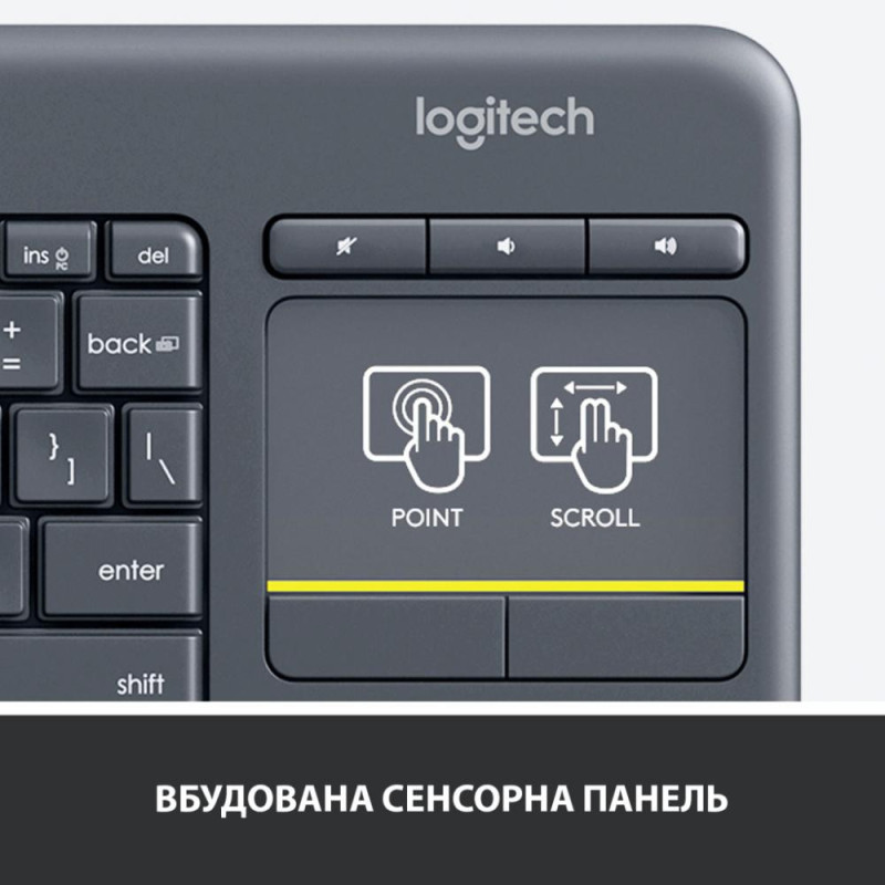 Клавіатура Logitech Touch K400 Black (920-007145)