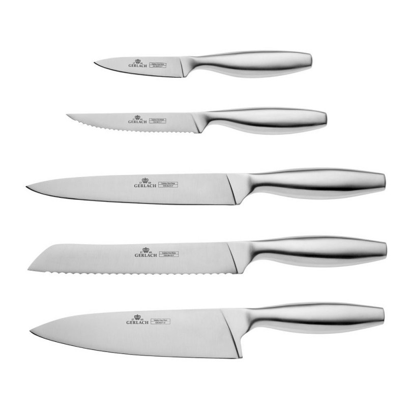 Набір з 5 кухонних ножів та підставки. Gerlach Fine (5901035502871)