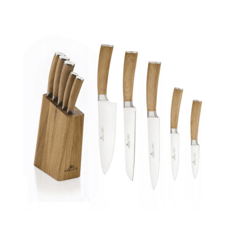 Набір з 5 кухонних ножів та підставки. Gerlach Natur (5901035499676)