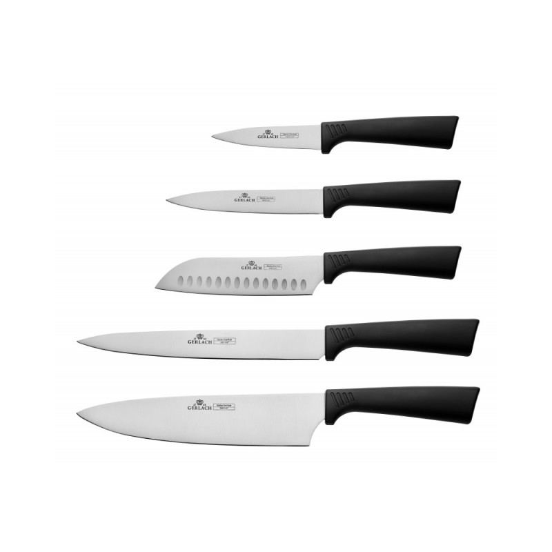Набір з 5 кухонних ножів та підставки. Gerlach Smart Black (5901035506817)