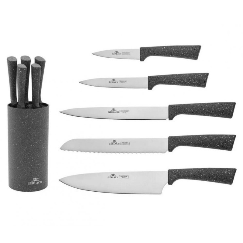 Набір з 5 кухонних ножів та підставки. Gerlach Smart Granit (5901035502864)