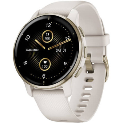 Смарт-годинник Garmin Venu 2 Plus Cream Gold S. Steel Bezel w. Ivory Case and S. Band (010-02496-02/12)