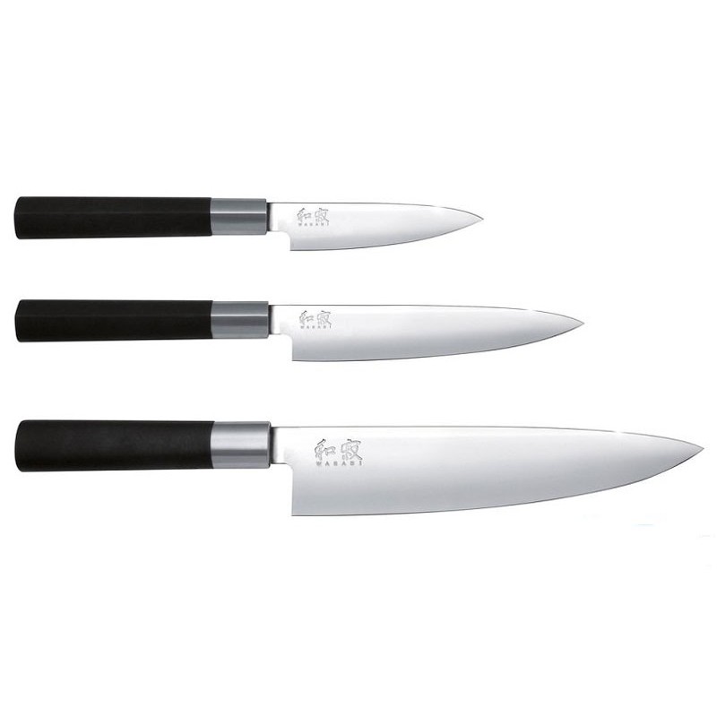 Набір з 3-х кухонних ножів (овочевий, універсальний, Шеф), KAI Wasabi (67S-300)