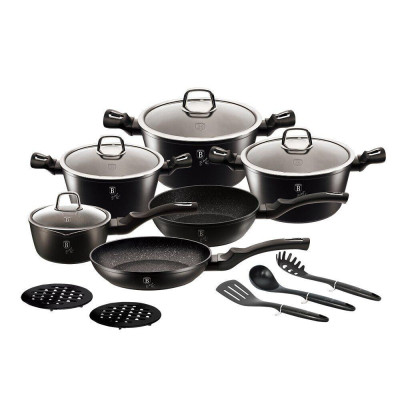 Набір посуду 15 предметів Berlinger Haus BLACK SILVER Collection (BH-6155)