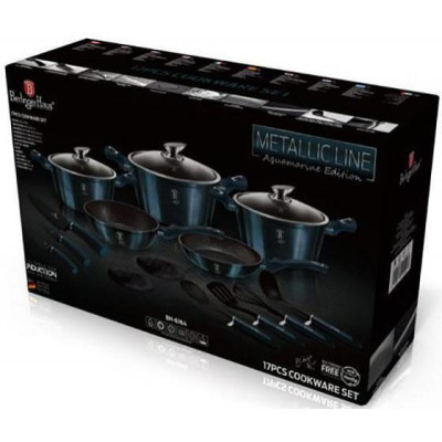 Набір посуду Berlinger Haus Metallic Line Aquamarine Edition 17 предметів (BH-6164)