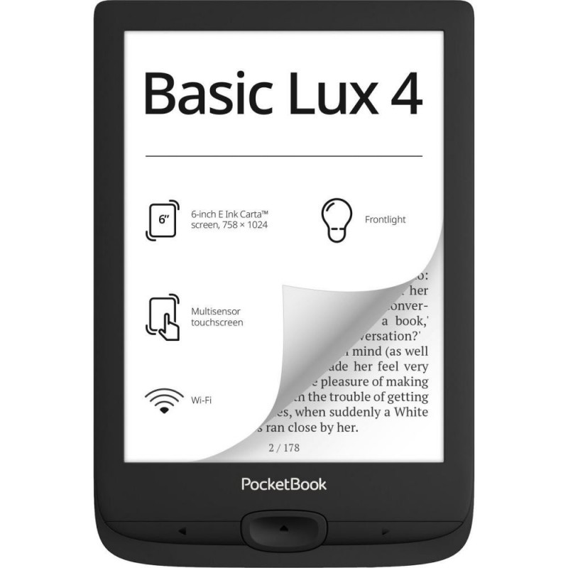 Електронна книга з підсвічуванням PocketBook 618 Basic Lux 4, Black (PB618-P-CIS)