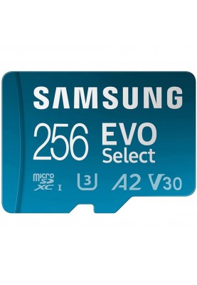 Карта пам'яті Samsung 256 GB microSDXC UHS-I U3 V30 A2 EVO Select + SD Adapter MB-ME256KA