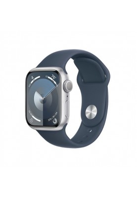 Смарт-годинник Apple Watch Series 9 GPS 41mm Silver Alu. Case w. Storm Blue S. Band-M/L (MR913)