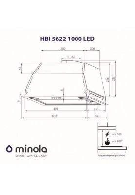 Вбудована витяжка Minola HBI 5622 WH 1000 LED