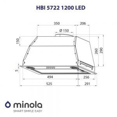 Вбудована витяжка Minola HBI 5722 I 1200 LED