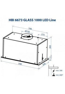 Вбудована витяжка Minola HBI 6673 BL GLASS 1000 LED Line