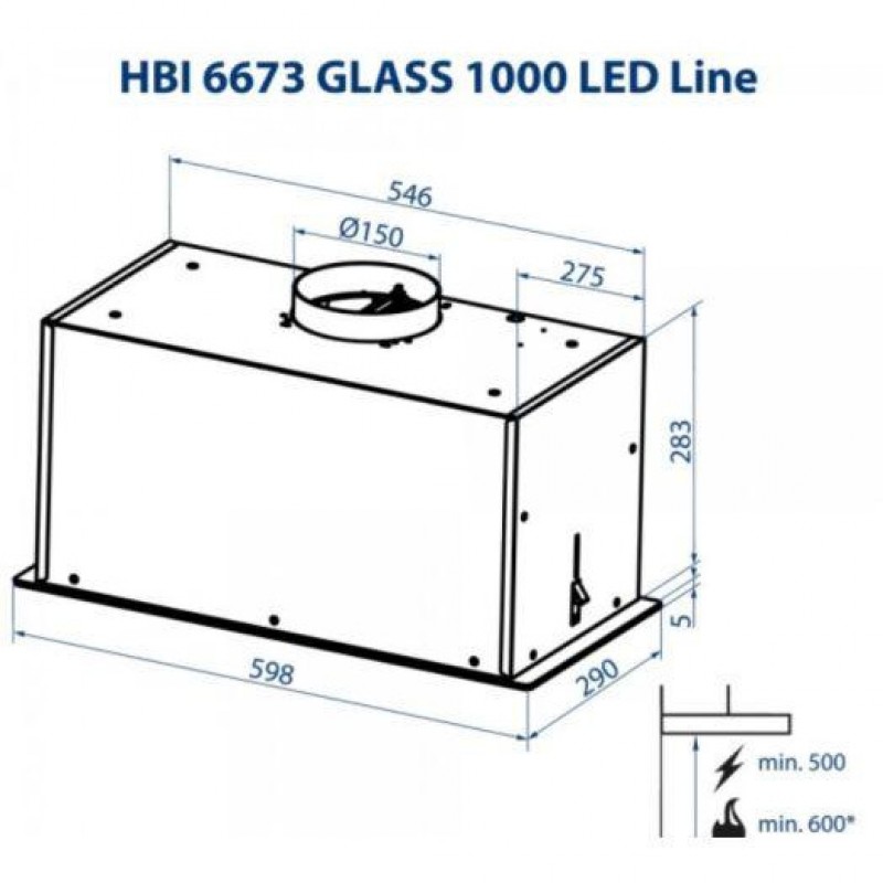 Вбудована витяжка Minola HBI 6673 BL GLASS 1000 LED Line