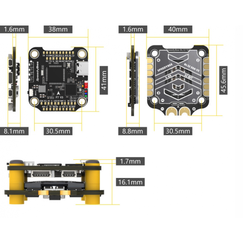 FPV модуль Політний стек SpeedyBee F7 V3 FC з BL32 50A ECS