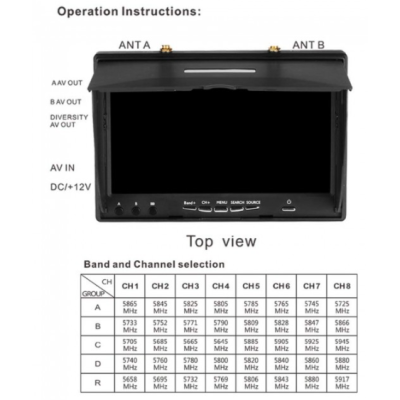 FPV монітор LCD5802D 5.8G 40CH DVR