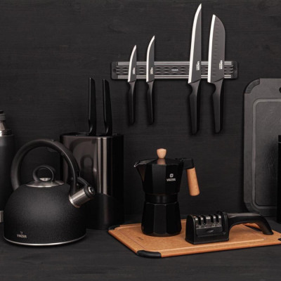 Японський ніж Santoku VINZER Geometry Nero line 17,8см (50302)