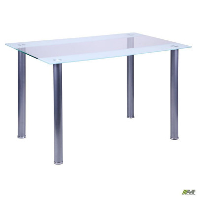 Нерозкладний стіл Art Metal Furniture Атика База алюм/Скло прозоре біла смуга (511316)