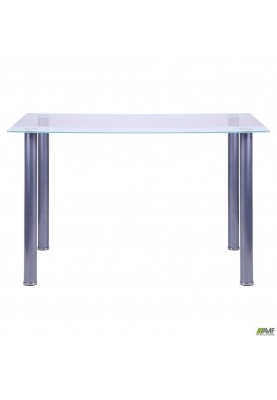 Нерозкладний стіл Art Metal Furniture Атика База алюм/Скло прозоре біла смуга (511316)