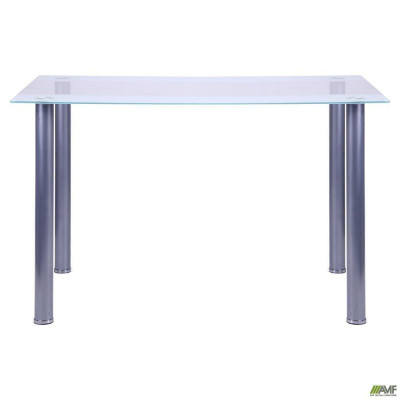 Нерозкладний стіл Art Metal Furniture Атика База алюм/Скло прозоре біла смуга (511316)