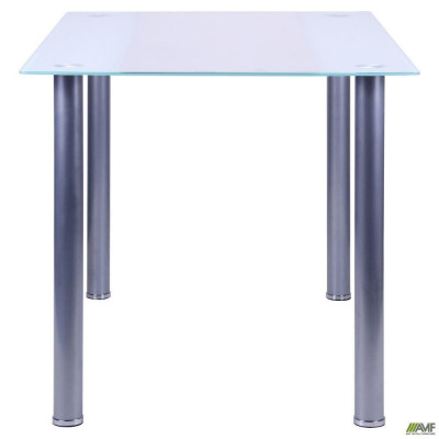 Нерозкладний стіл Art Metal Furniture Атика База алюм/Скло прозоре біла смуга (511316)