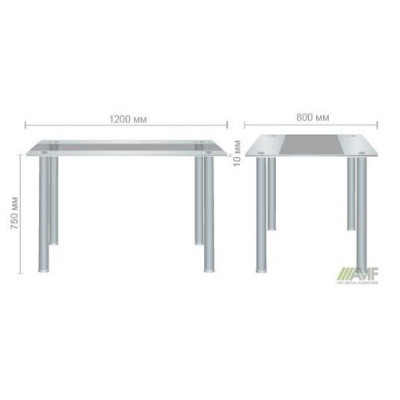 Нерозкладний стіл Art Metal Furniture Атика База алюм/Скло прозоре біла смуга (511316)
