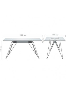 Нерозкладний стіл Art Metal Furniture Каттані чорний/скло прозоре (521456)