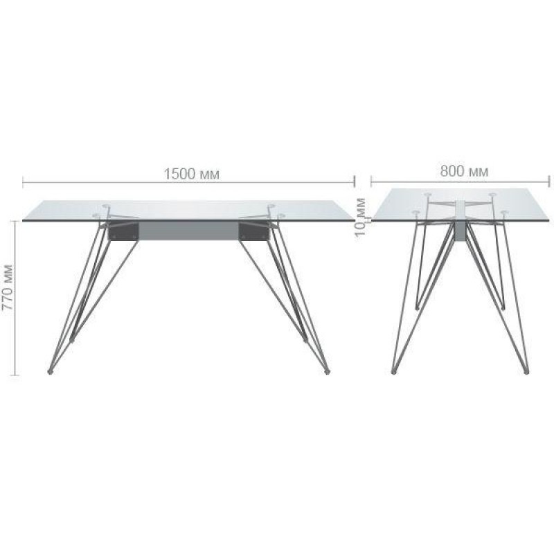 Нерозкладний стіл Art Metal Furniture Каттані чорний/скло прозоре (521456)
