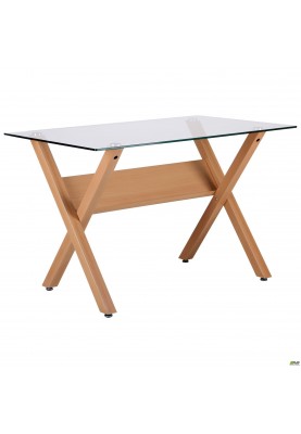 Нерозкладний стіл Art Metal Furniture Maple бук/скло прозоре (520661)