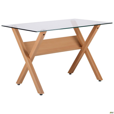 Нерозкладний стіл Art Metal Furniture Maple бук/скло прозоре (520661)