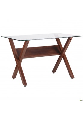 Нерозкладний стіл Art Metal Furniture Maple горіх/скло прозоре (520662)