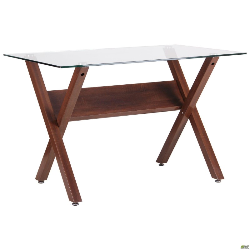 Нерозкладний стіл Art Metal Furniture Maple горіх/скло прозоре (520662)