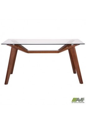 Нерозкладний стіл Art Metal Furniture Мертон горіх світлий/скло прозоре (521240)