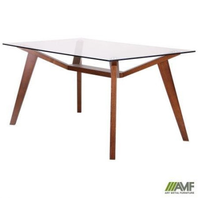 Нерозкладний стіл Art Metal Furniture Мертон горіх світлий/скло прозоре (521240)