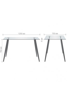 Нерозкладний стіл Art Metal Furniture Умберто чорний/скло прозоре (521449)