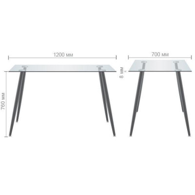 Нерозкладний стіл Art Metal Furniture Умберто DT-1633 горіх/скло прозоре (521260)