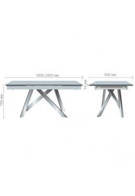 Розкладний стіл Art Metal Furniture Андалусія ET-1601 хром/скло білий (513638)