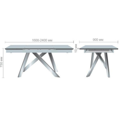 Розкладний стіл Art Metal Furniture Андалусія ET-1601 хром/скло білий (513638)