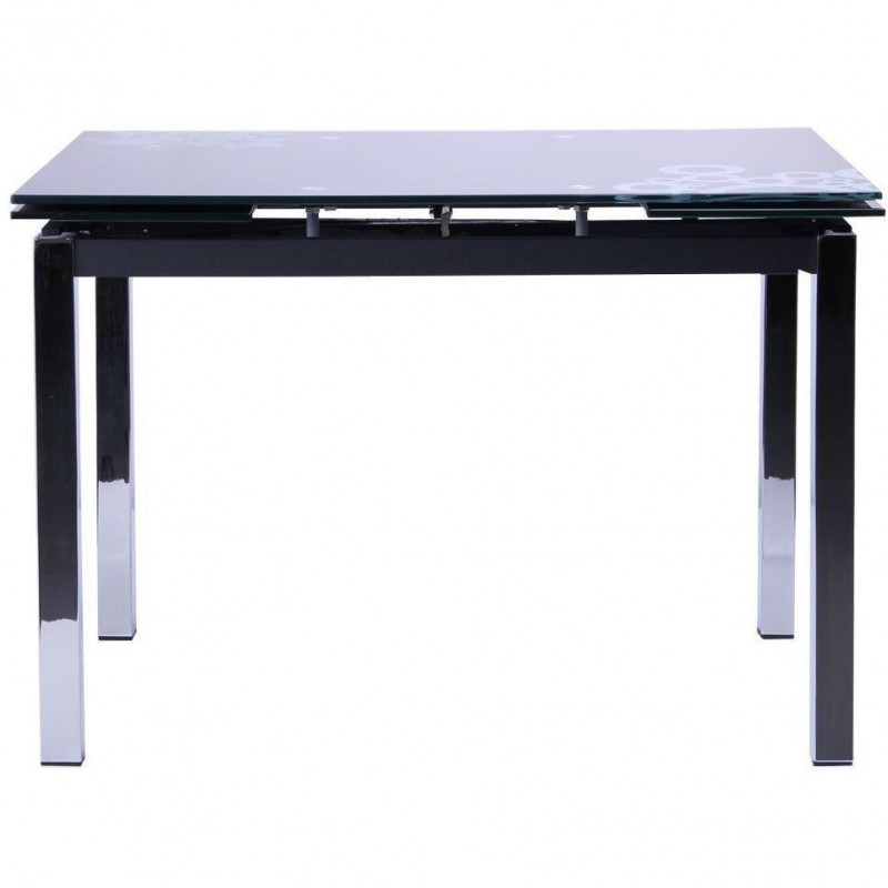 Розкладний стіл Art Metal Furniture Глорія хром/Скло чорний з візерунком (258119)