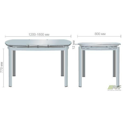 Розкладний стіл Art Metal Furniture Кассандра База білий/Скло білий (511328)