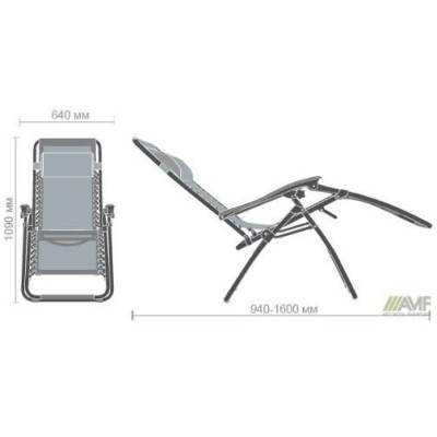 Шезлонг складаний Art Metal Furniture Релакс чорний/темно-сірий (521856)