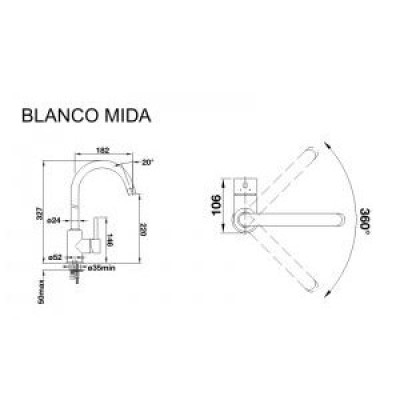 Змішувач для кухонного миття Blanco MIDA 520748