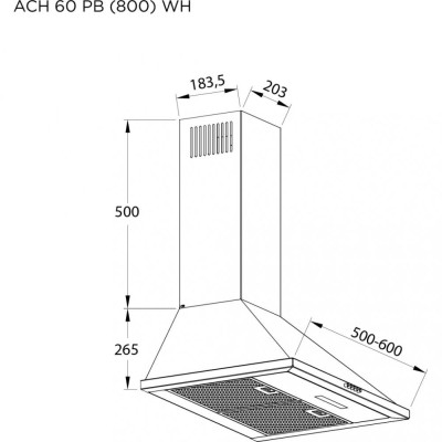 Витяжка купольна Pyramida ACH 60 PB (800) WH