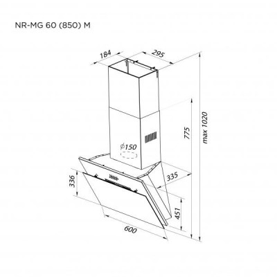 Похильна витяжка Pyramida NR-MG 60 (850) M BL