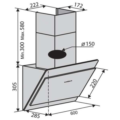 Витяжка похила Ventolux TIVOLI 60 BK (700) PB