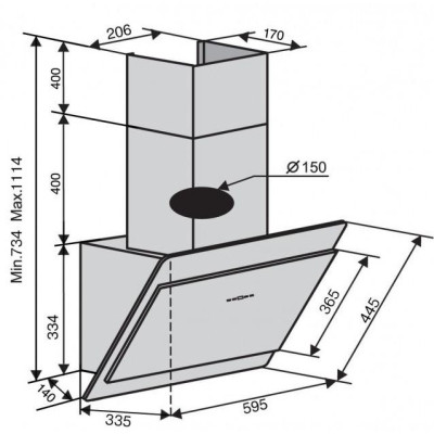 Витяжка похила Ventolux TOSCANA 60 WH (1000) TRC MM