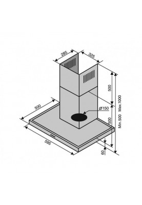 Витяжка Т-подібна Ventolux ITALIA 60 INOX (900) PB