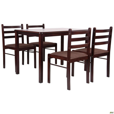 Комплект (нескладний стіл + 4 стільці) Art Metal Furniture Брауні темний шоколад/капучино (545388)