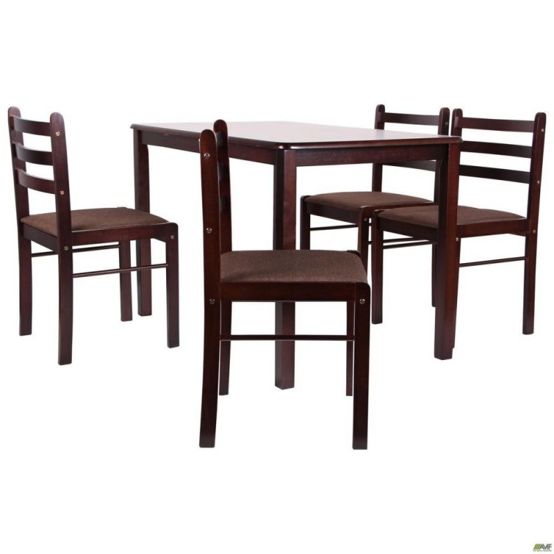 Комплект (нескладний стіл + 4 стільці) Art Metal Furniture Брауні темний шоколад/капучино (545388)